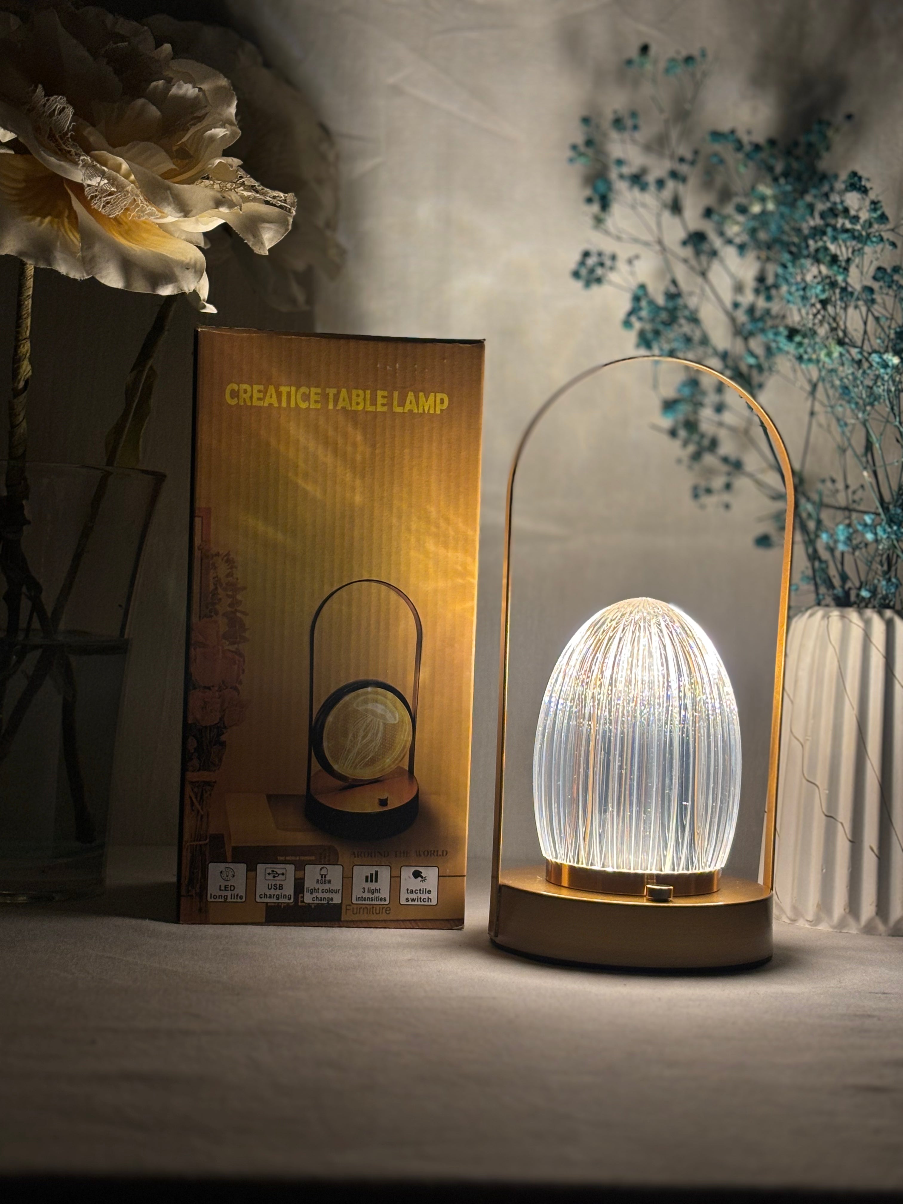 🌟 Veilleuse à Boule de Cristal Rechargeable – تصميم أنيق وإضاءة ساحرة