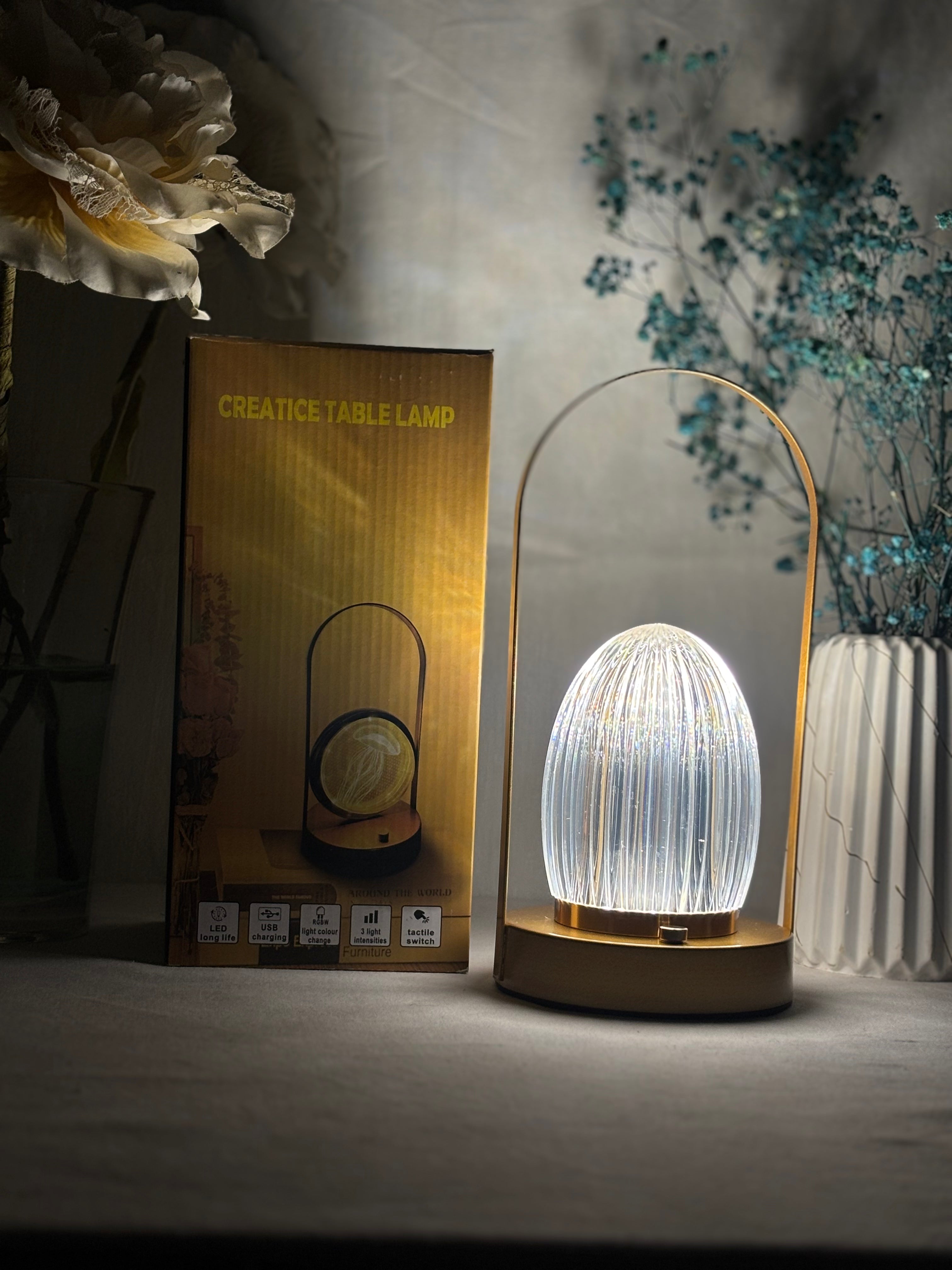 🌟 Veilleuse à Boule de Cristal Rechargeable – تصميم أنيق وإضاءة ساحرة