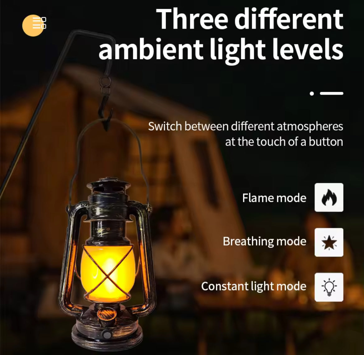 مصباح مخيم رجعي قابل للشحن – Lampe rétro de camping rechargeable – Retro Camping Rechargeable Lamp