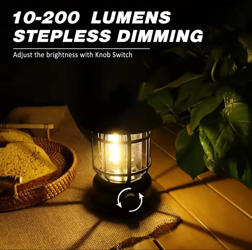 فانوس تخييم قابل للشحن بإضاءة COB متدرّجة – Lanterne COB rechargeable à intensité variable – COB Rechargeable Stepless Dimming Camping Lantern