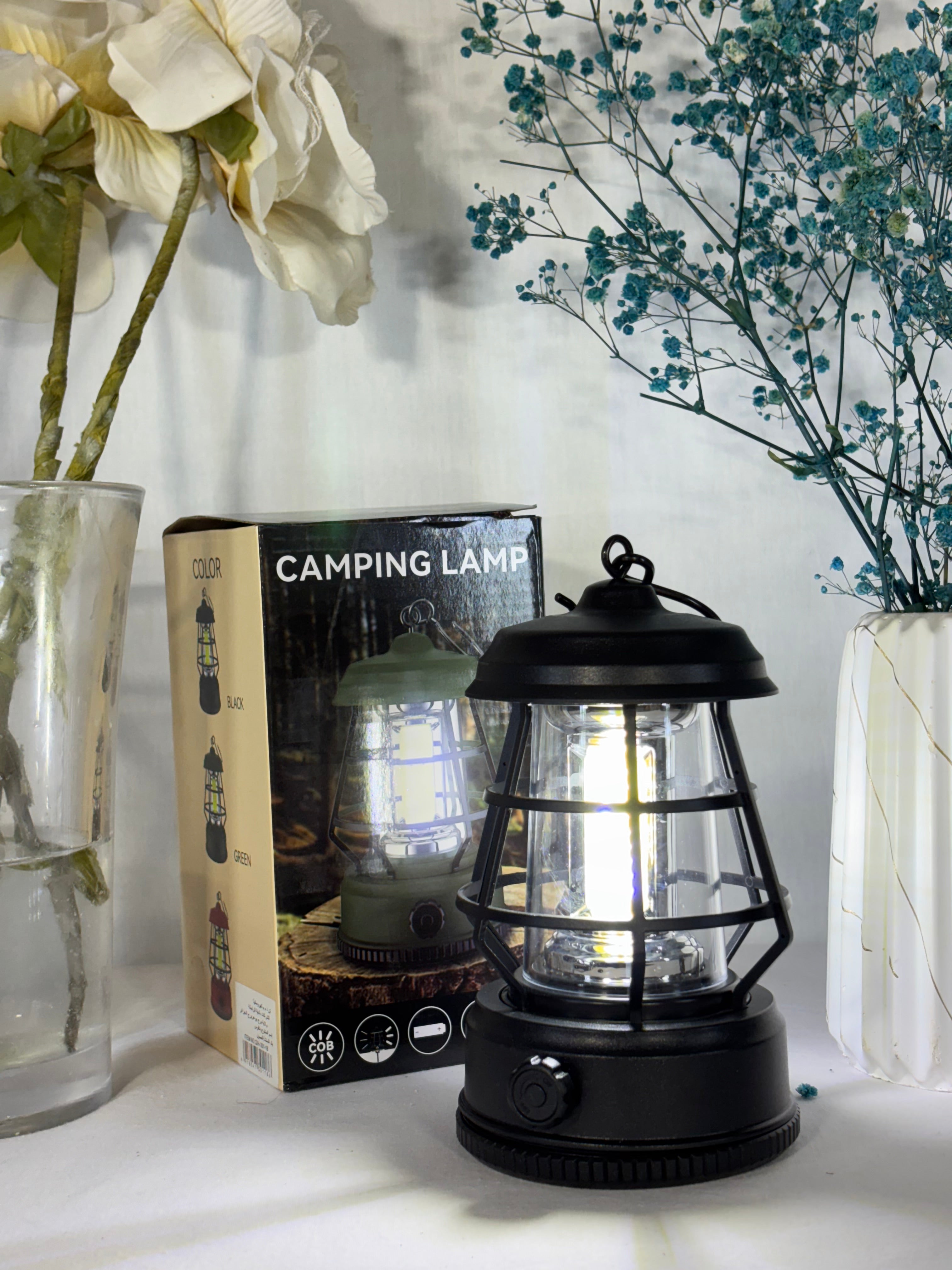 فانوس تخييم قابل للشحن بإضاءة COB متدرّجة – Lanterne COB rechargeable à intensité variable – COB Rechargeable Stepless Dimming Camping Lantern