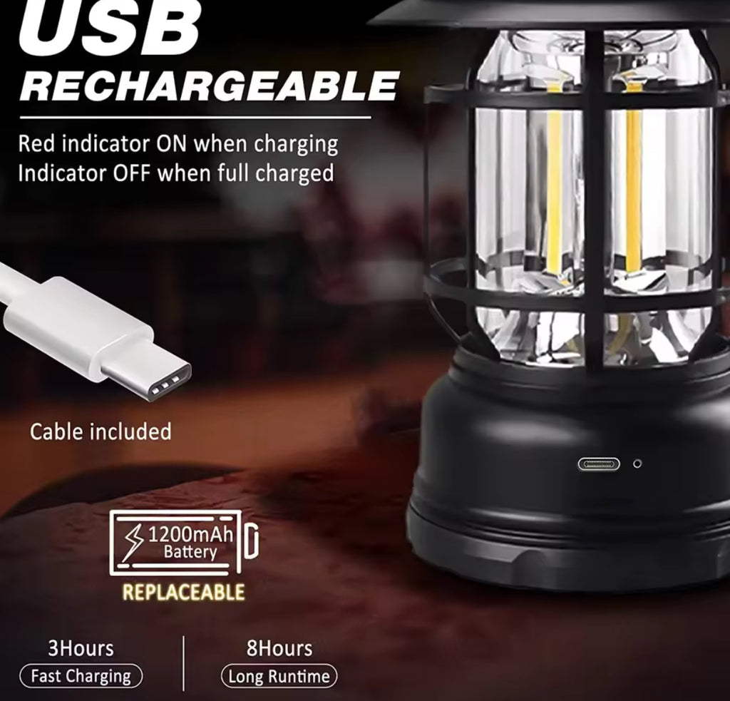 فانوس تخييم قابل للشحن بإضاءة COB متدرّجة – Lanterne COB rechargeable à intensité variable – COB Rechargeable Stepless Dimming Camping Lantern