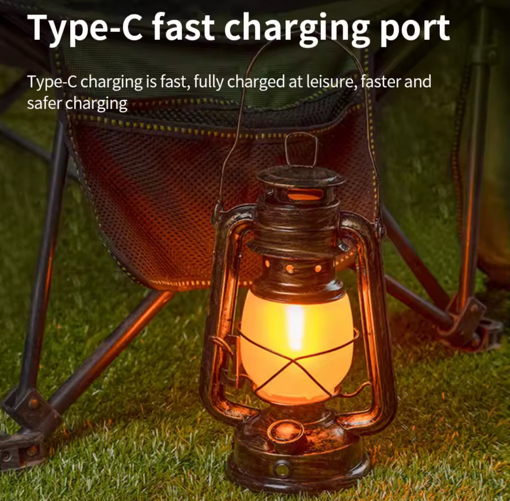 مصباح مخيم رجعي قابل للشحن – Lampe rétro de camping rechargeable – Retro Camping Rechargeable Lamp
