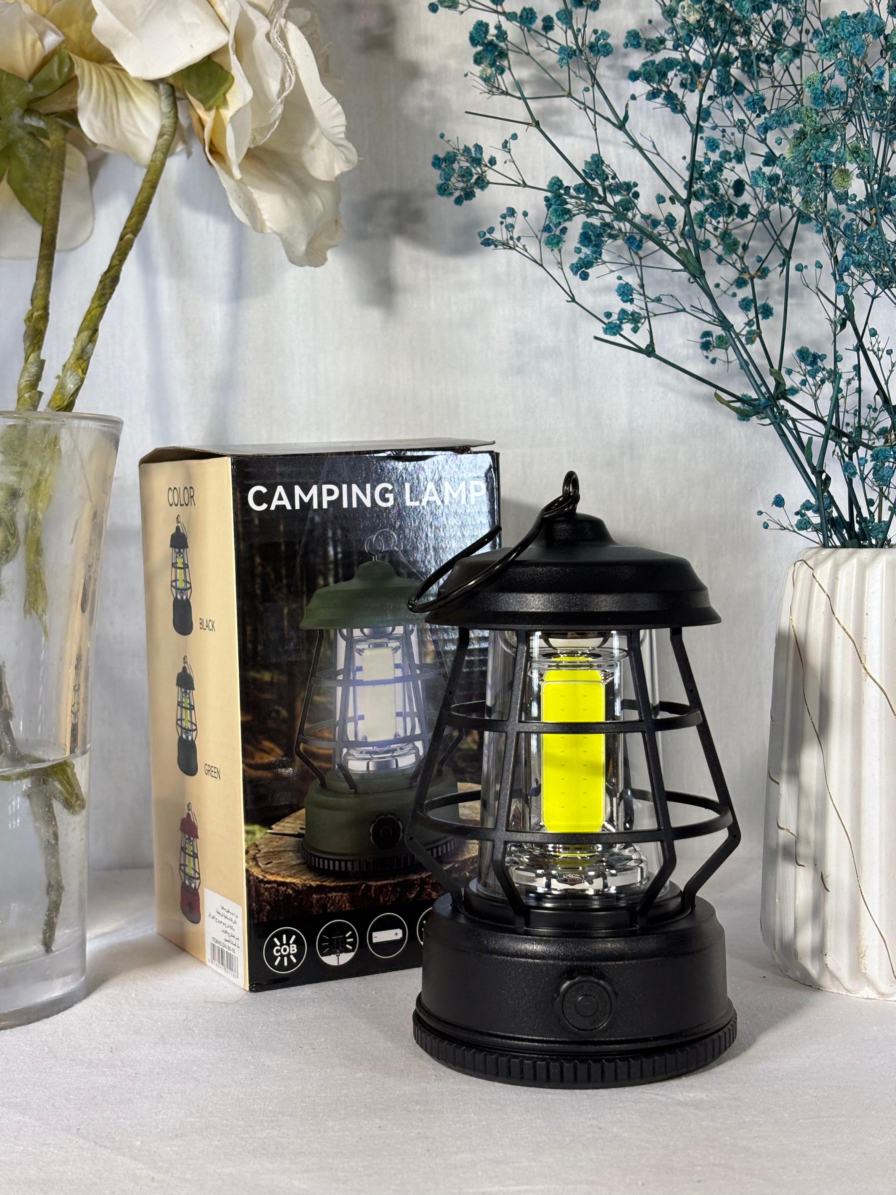 فانوس تخييم قابل للشحن بإضاءة COB متدرّجة – Lanterne COB rechargeable à intensité variable – COB Rechargeable Stepless Dimming Camping Lantern